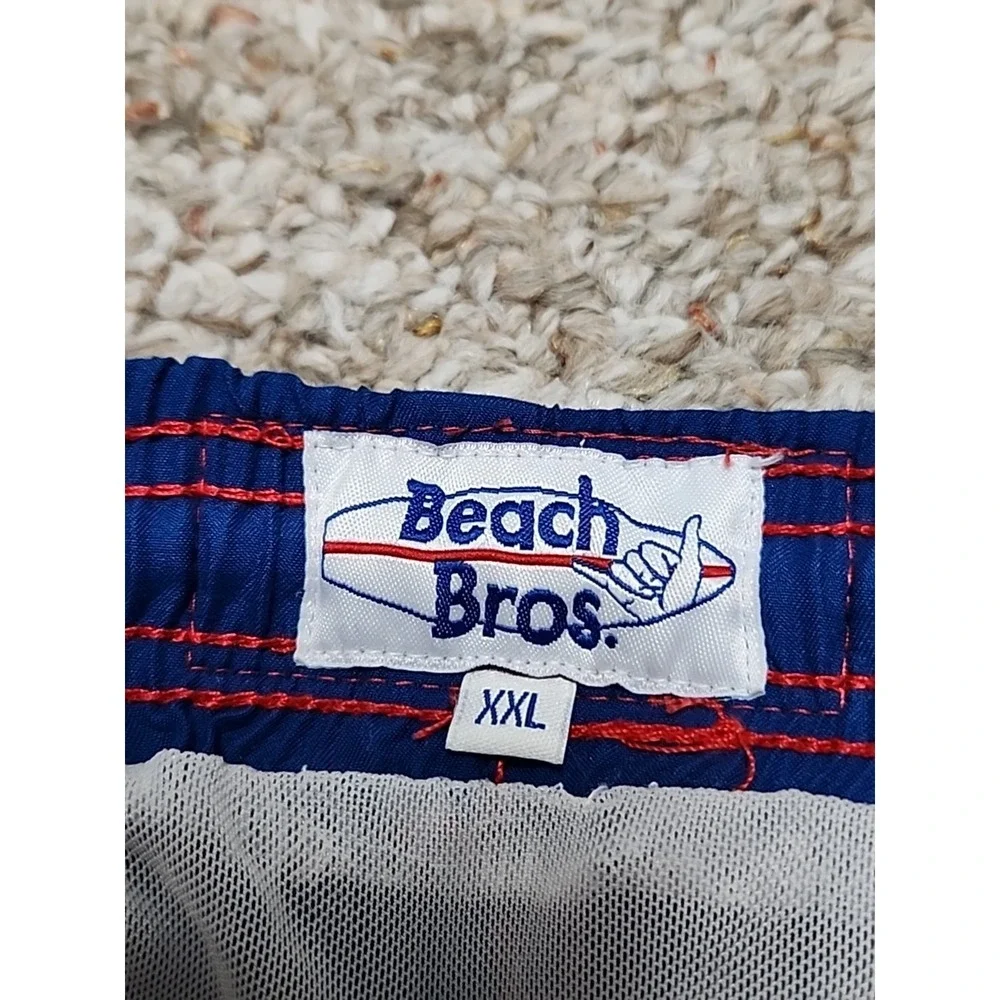 Beach Bros Men's Swim Trunk‎ Quickdry Elastic Waist Colorblock Navy/Red Size XXL
